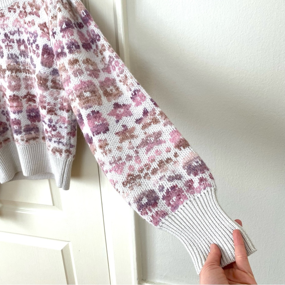 $395 LoveShackFancy Kirsten Wool/Alpaca Printed Pullover Ribbed Sweater size M - Picture 8 of 14